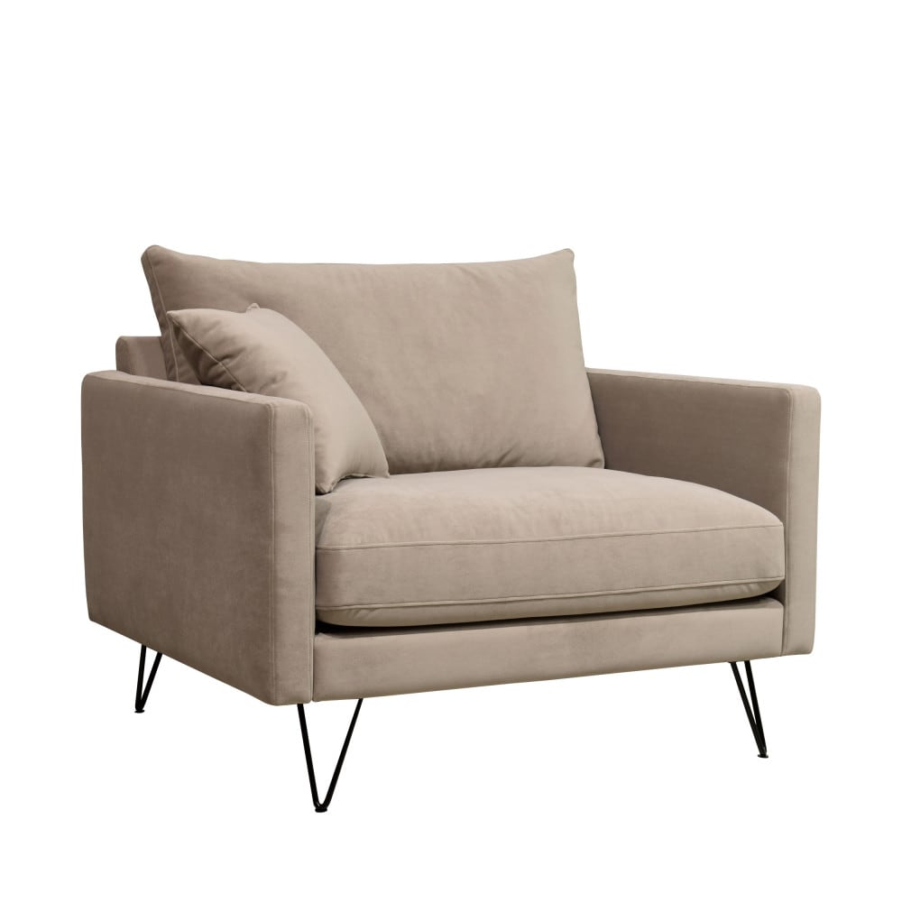 Fauteuil xl en velours - pieds noirs
