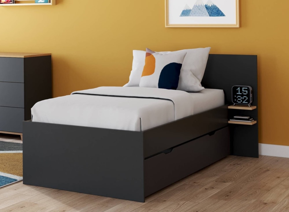 Lit gigogne 90x190 Ardoise et Chêne - Maisons du Monde