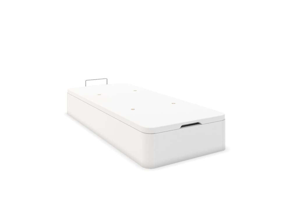 Nateo Concept Lit coffre en bois 90x200 Blanc Blanc Panneau De Particules - 200x33x90cm