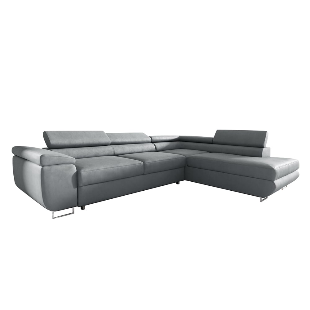 Canapé d'angle convertible droite tissu gris