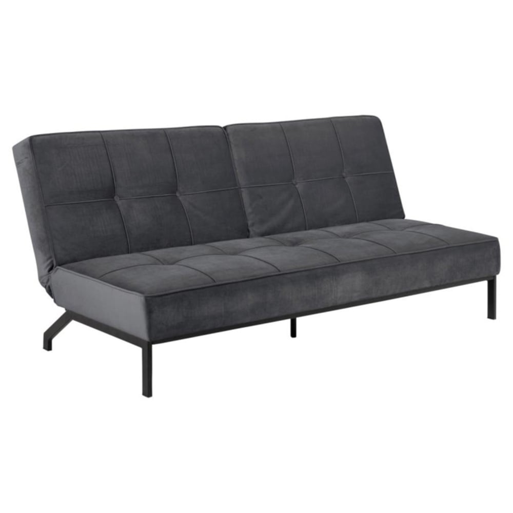 Banquette convertible 3 places 198 cm en velours gris foncé - MANNY