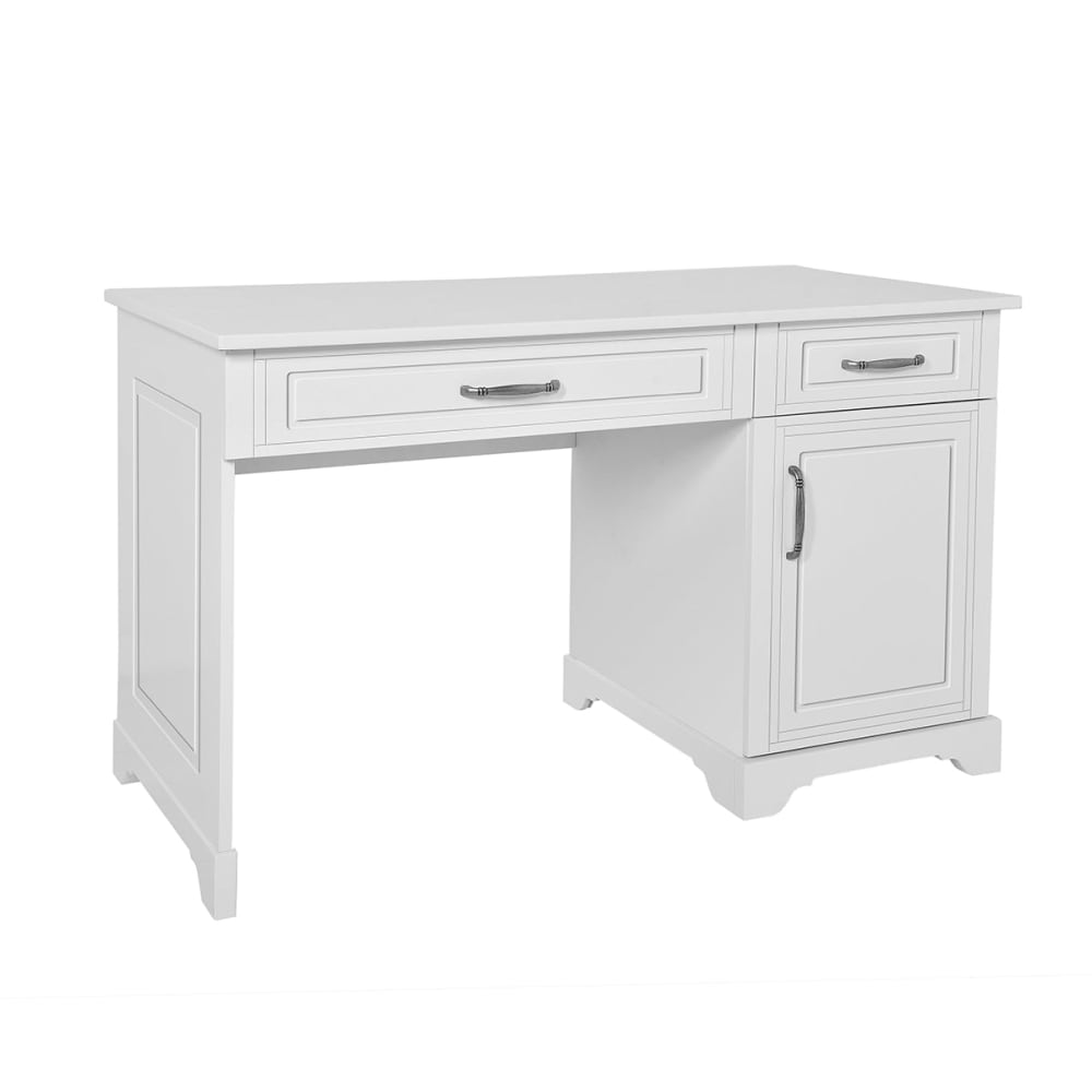 Bureau 2 tiroirs 1 porte panneaux mdf blanc - Maisons du Monde