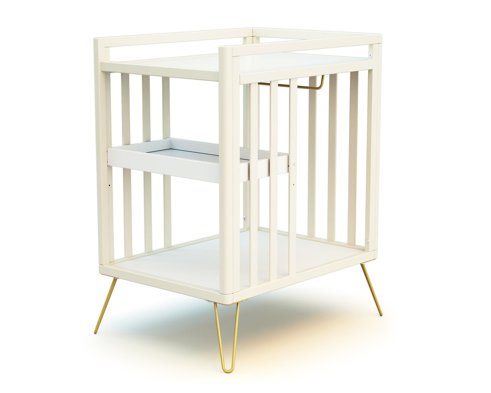 Table à langer 2 étagères en bois jaune (Jurababy) - Image 1
