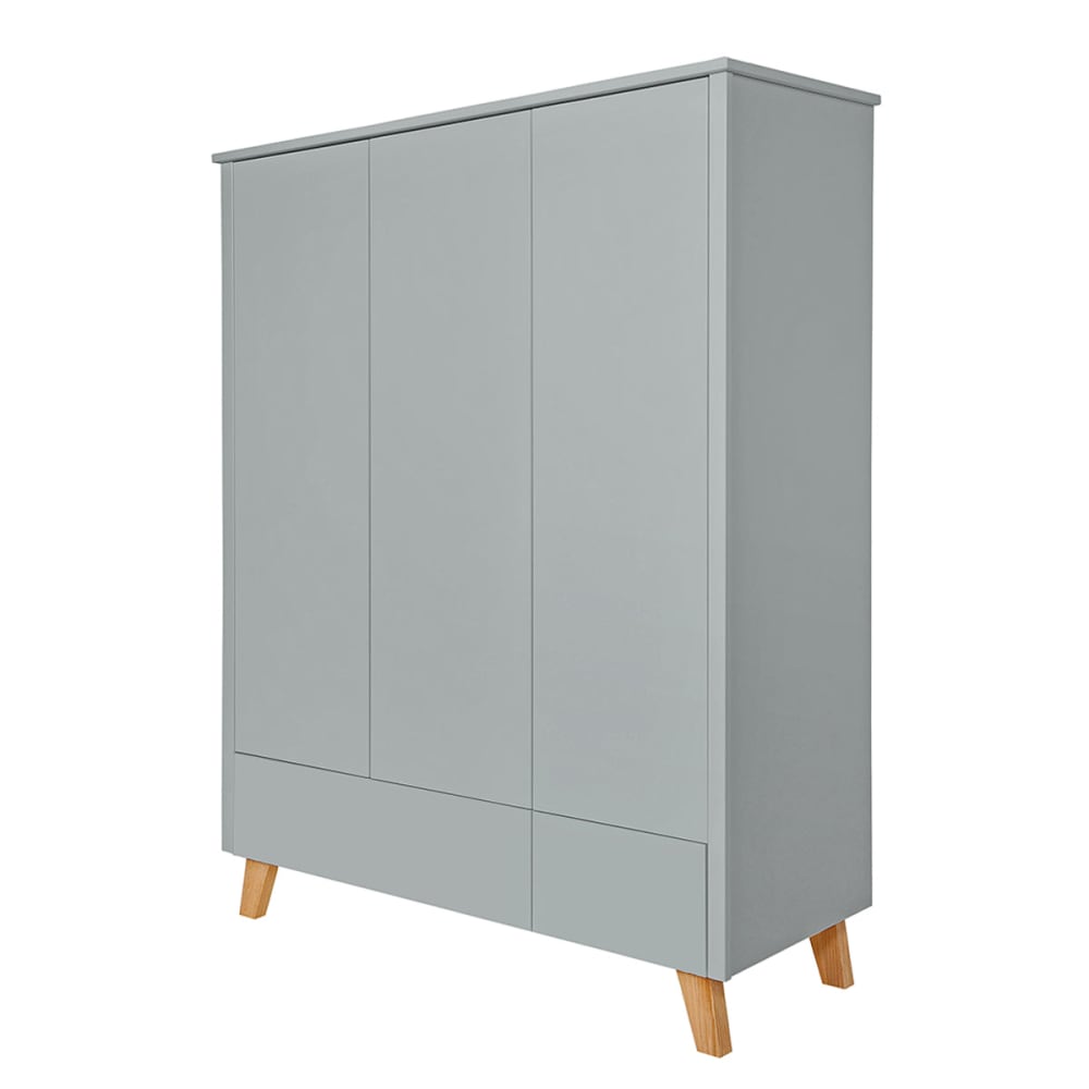 Armoire 3 portes 2 tiroirs panneaux mdf gris