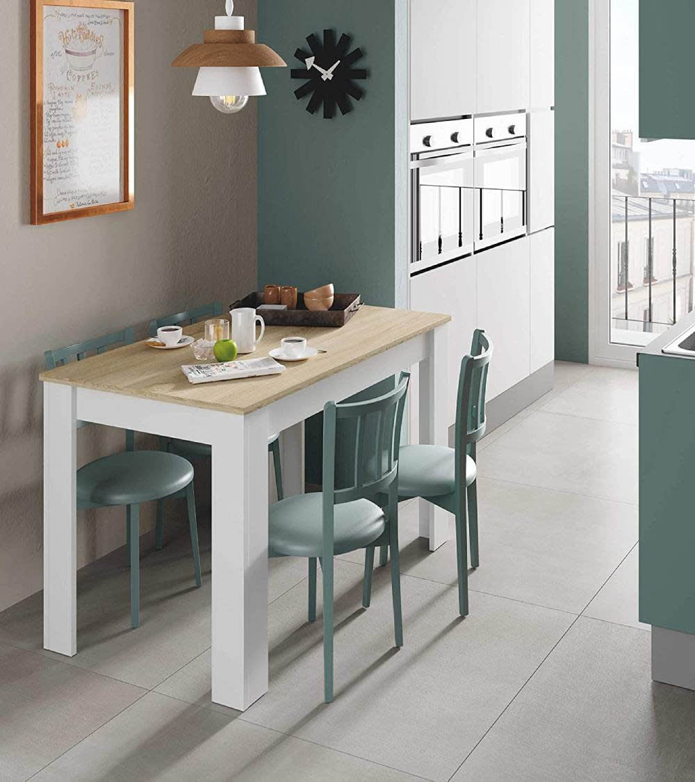 Mesa de cocina 109x76 cm color blanco y roble - Maisons du Monde