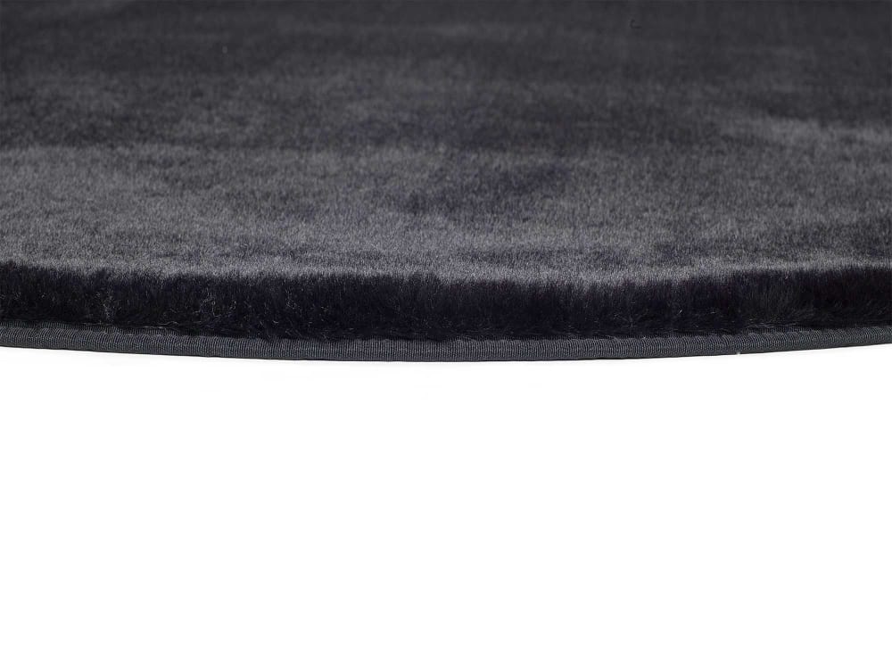 Tapis rond lavable shaggy noir 120x120 cm — vue 4