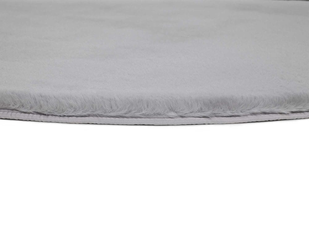 Tapis rond lavable shaggy gris 120x120 cm — vue 4