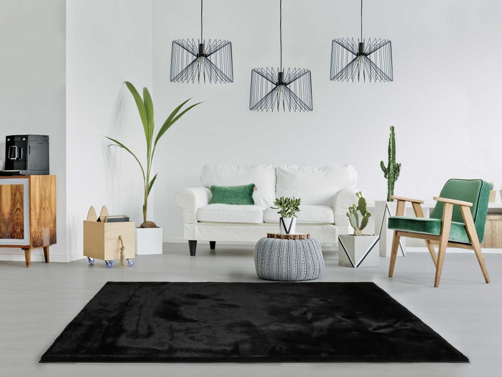 Tapis lavable shaggy noir 160x230 cm — vue 3