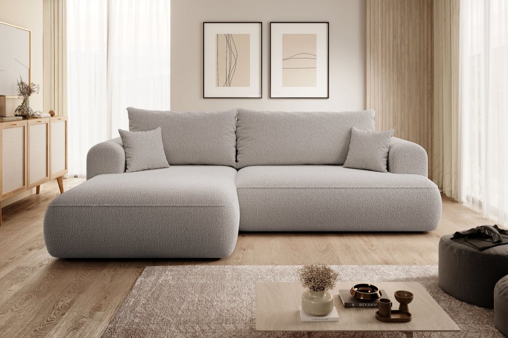 Ecksofa Boucle-Bezug Dunkelbeige - Maisons Du Monde