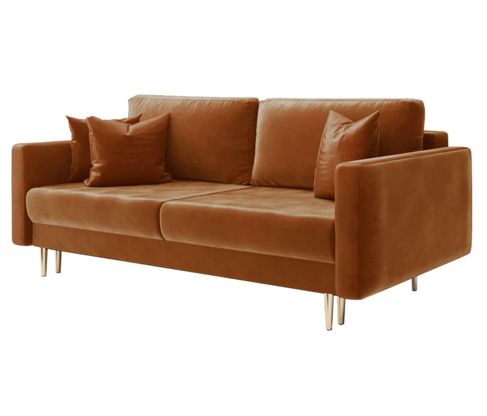 Canapé 3 places en velours cuivre brun