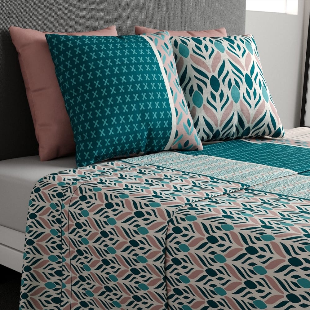 Parure de draps coton imprimée + taie 180x290 cm