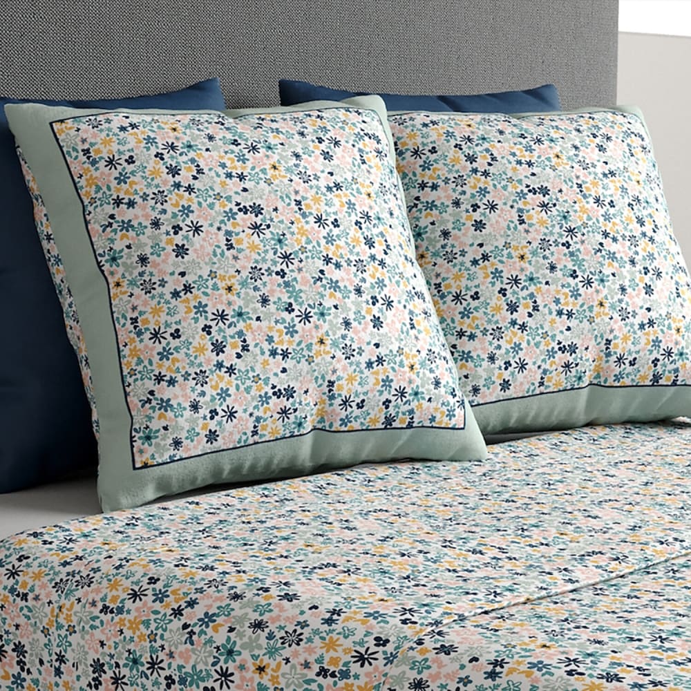 Parure de draps coton imprimée + taie 180x290 cm - Maisons du Monde