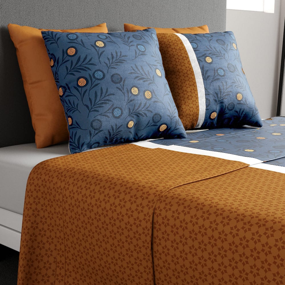 Parure de draps coton imprimée + taie 180x290 cm - Maisons du Monde