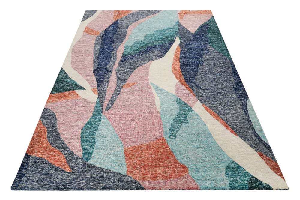 Tapis fait main à poil ras motif abstrait multicolore 110x170 — vue 4
