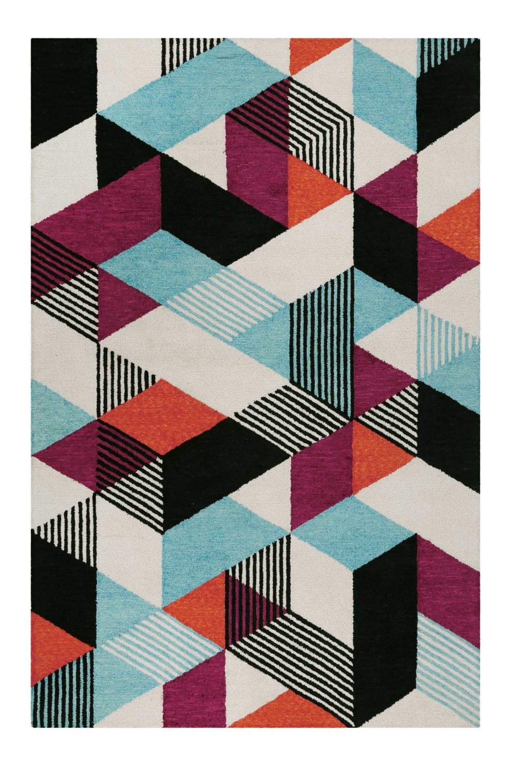 Tapis fait main à poil ras motif coloré 80x150