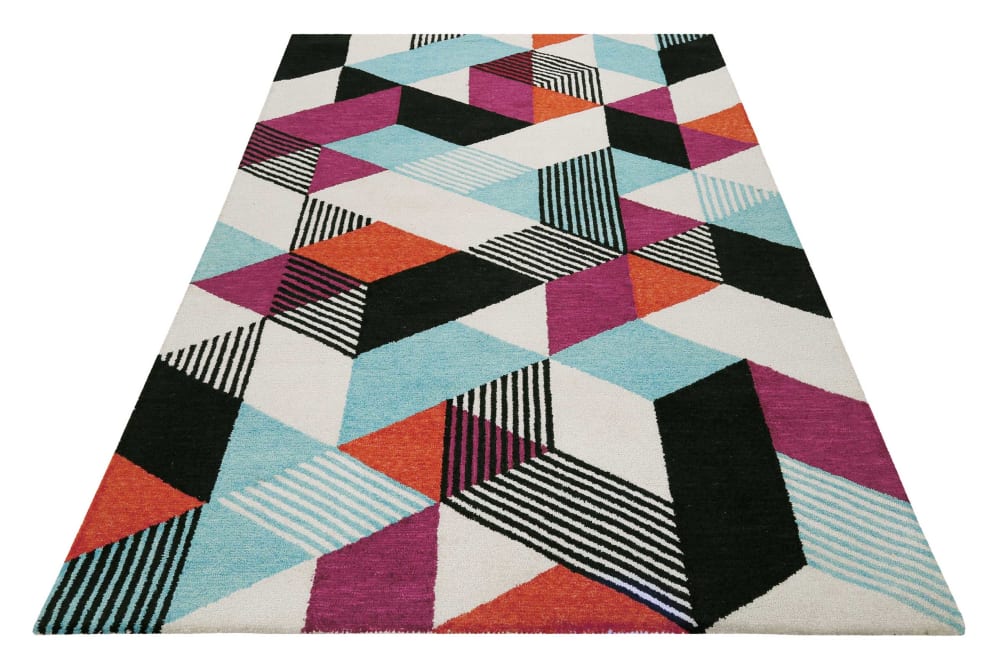 Tapis fait main à poil ras motif coloré 80x150 — vue 4