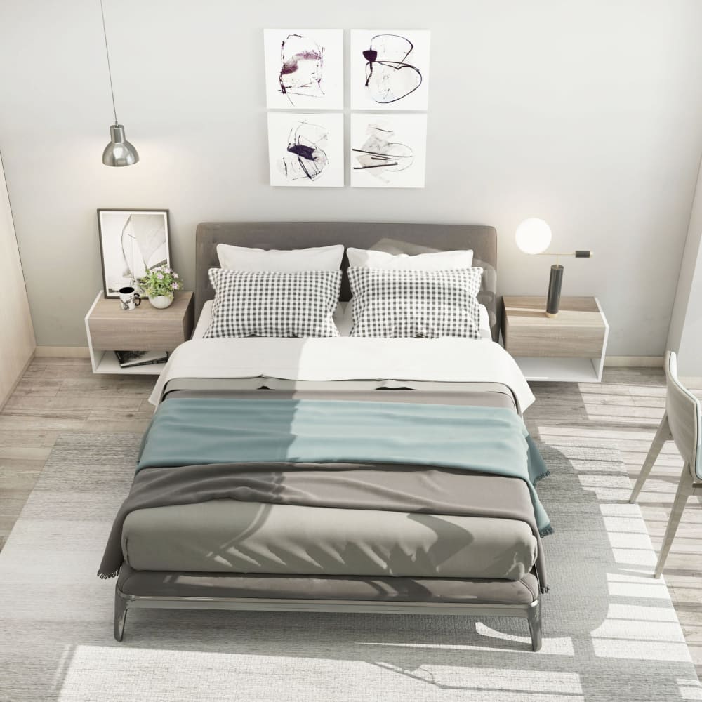 2er-Set Wandnachttische, helles Eiche & weiß - Maisons Du Monde