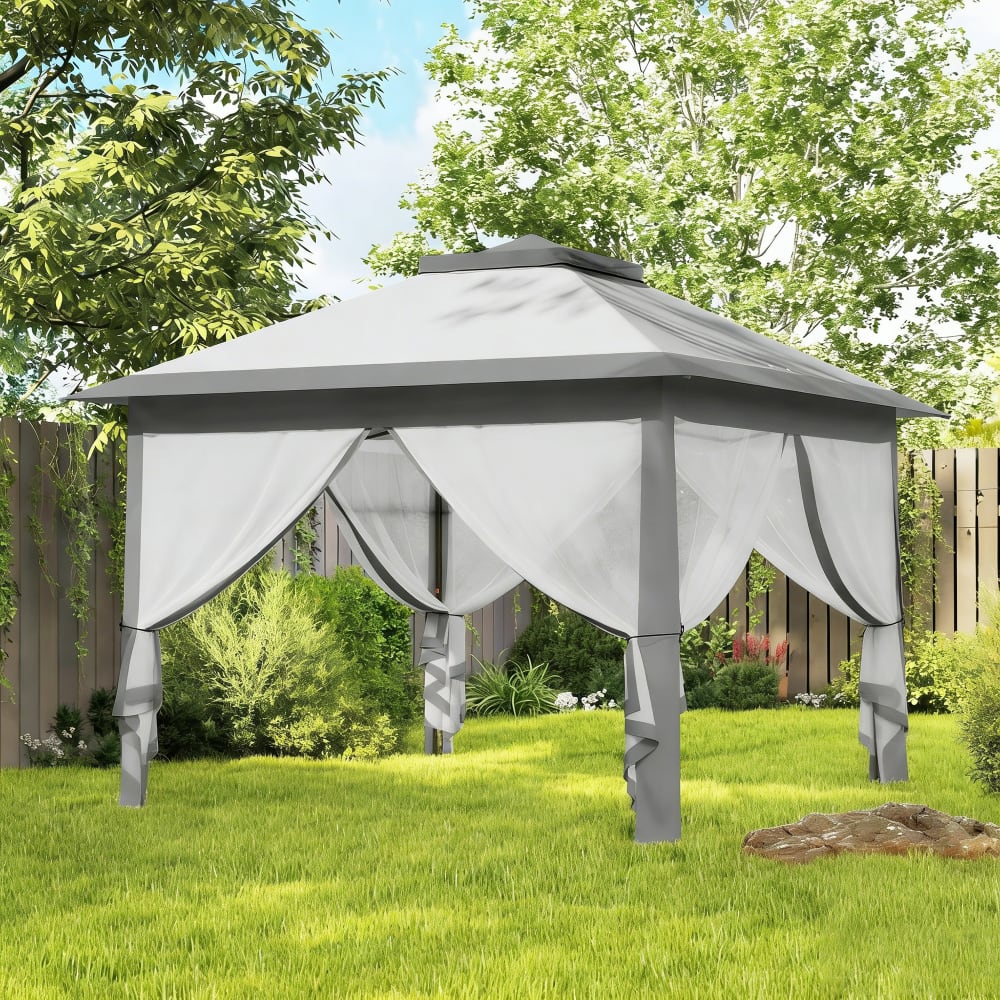 Barnum automatique pop up 3,3L x 3,3l x 2,88H m moustiquaire sac gris