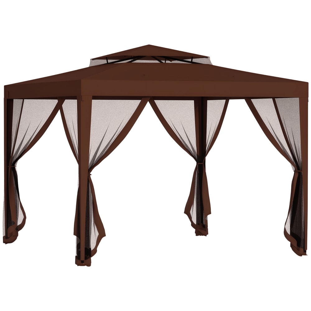 Barnum de jardin 3L x 3l m avec moustiquaires métal polyester marron