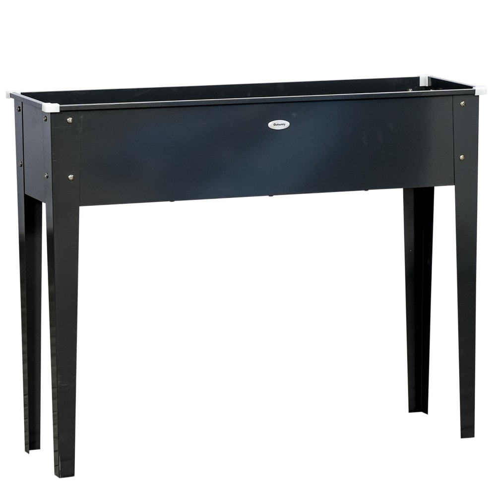 Jardinière sur pied - fonction drainage - acier galvanisé noir