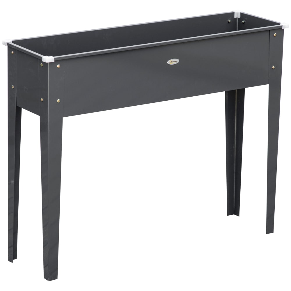 Jardinière sur pied - fonction drainage - acier galvanisé gris