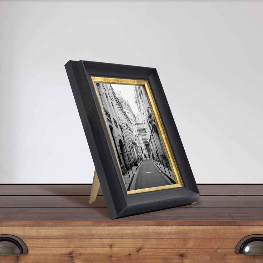 Cadre photo noir et finition doré 10x15 cm résine recyclée — vue 3