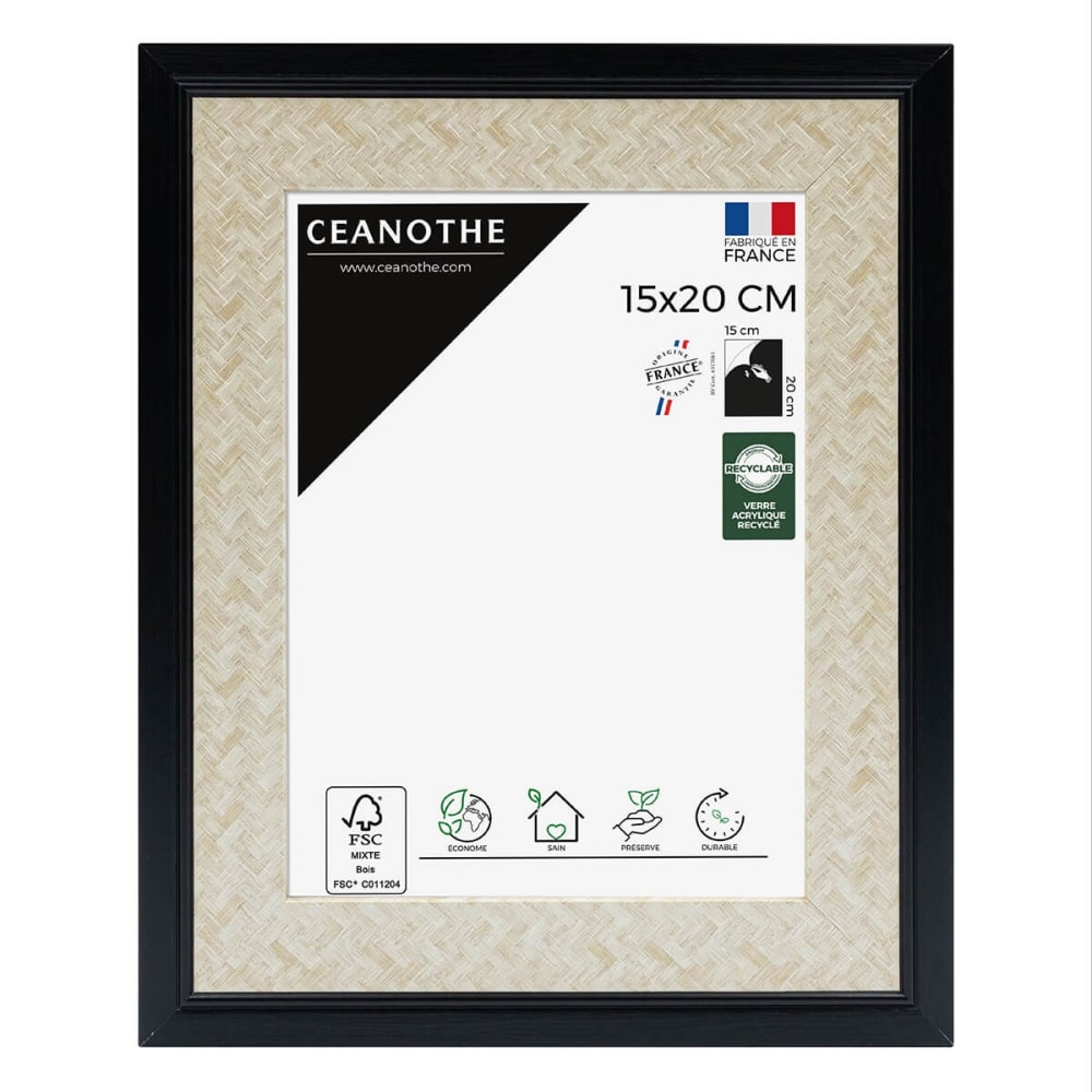 Cadre photo noir 15x20 cm résine recyclée