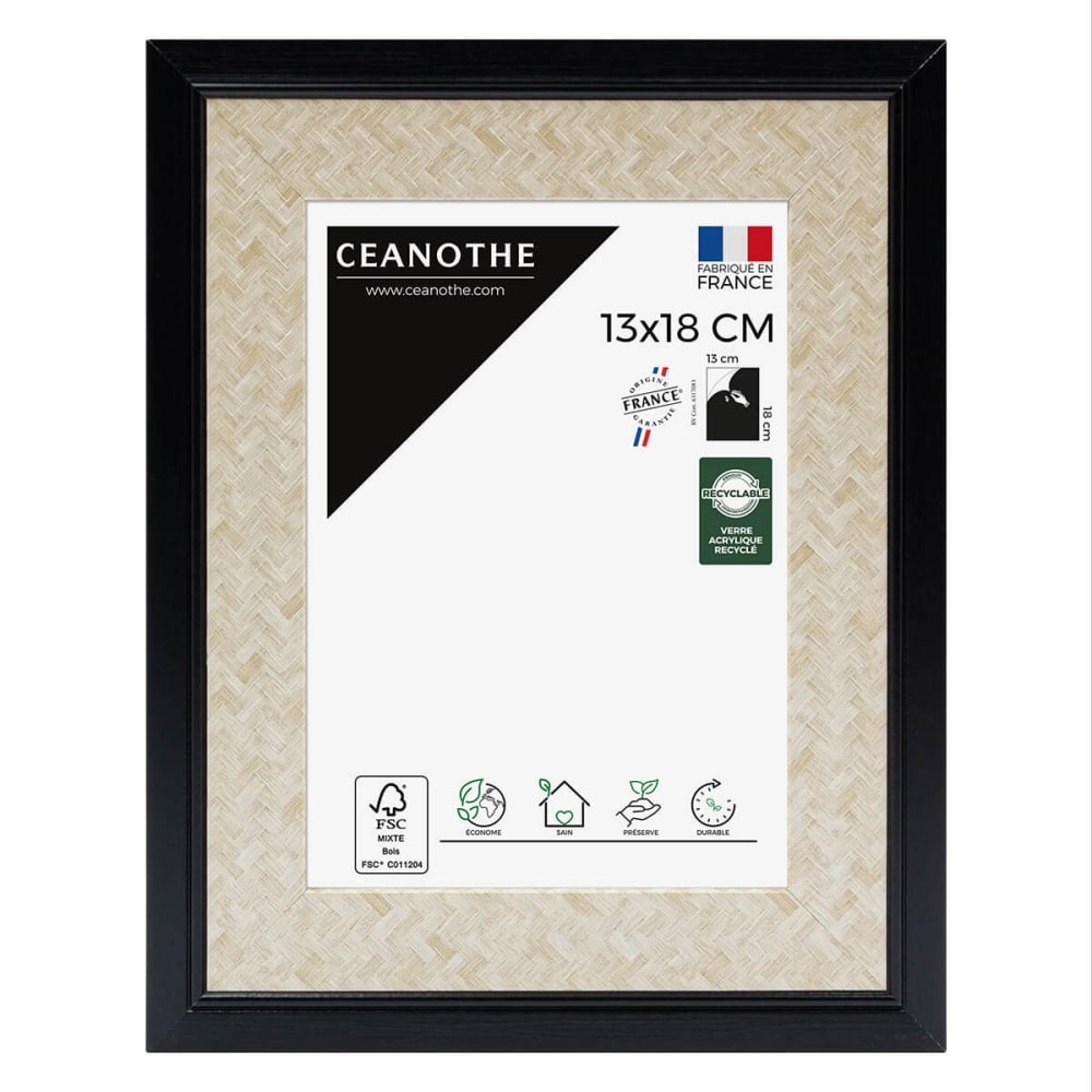 Cadre photo noir 13x18 cm résine recyclée