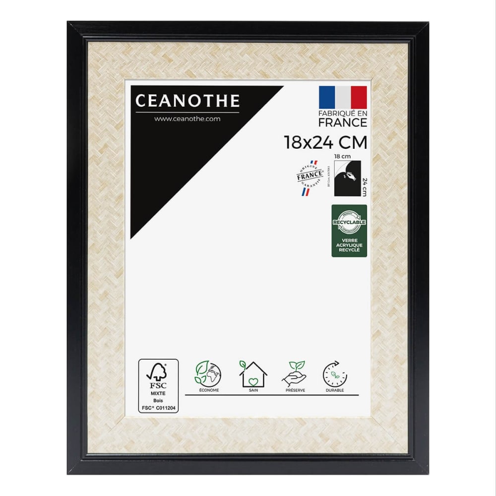 Cadre photo noir 18x24 cm résine recyclée