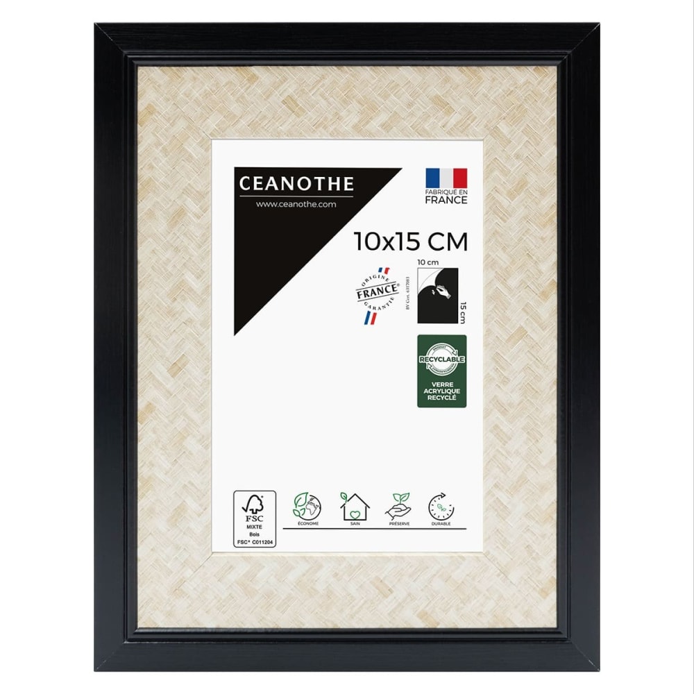 Cadre photo noir 10X15 cm résine recyclée