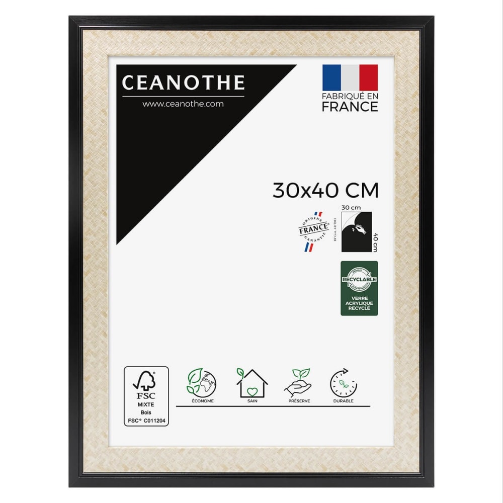 Cadre photo noir 30x40 cm résine recyclée