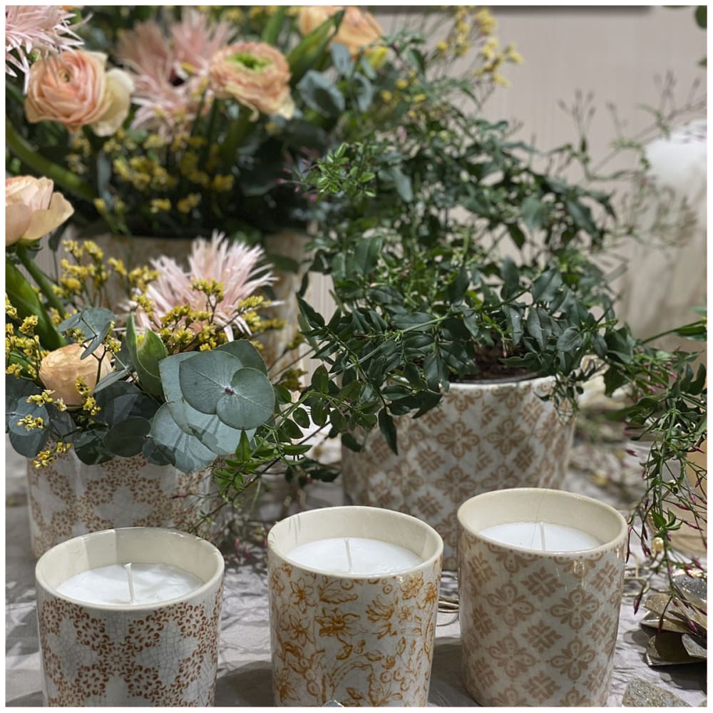 Set de 3 bougies parfumées ornement 190 g - citronnelle - Maisons du Monde