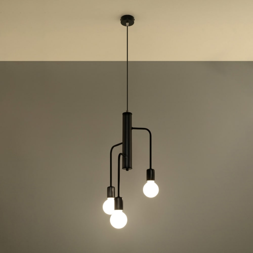 Suspension Acier Noir E27 3 Duomo — vue 4