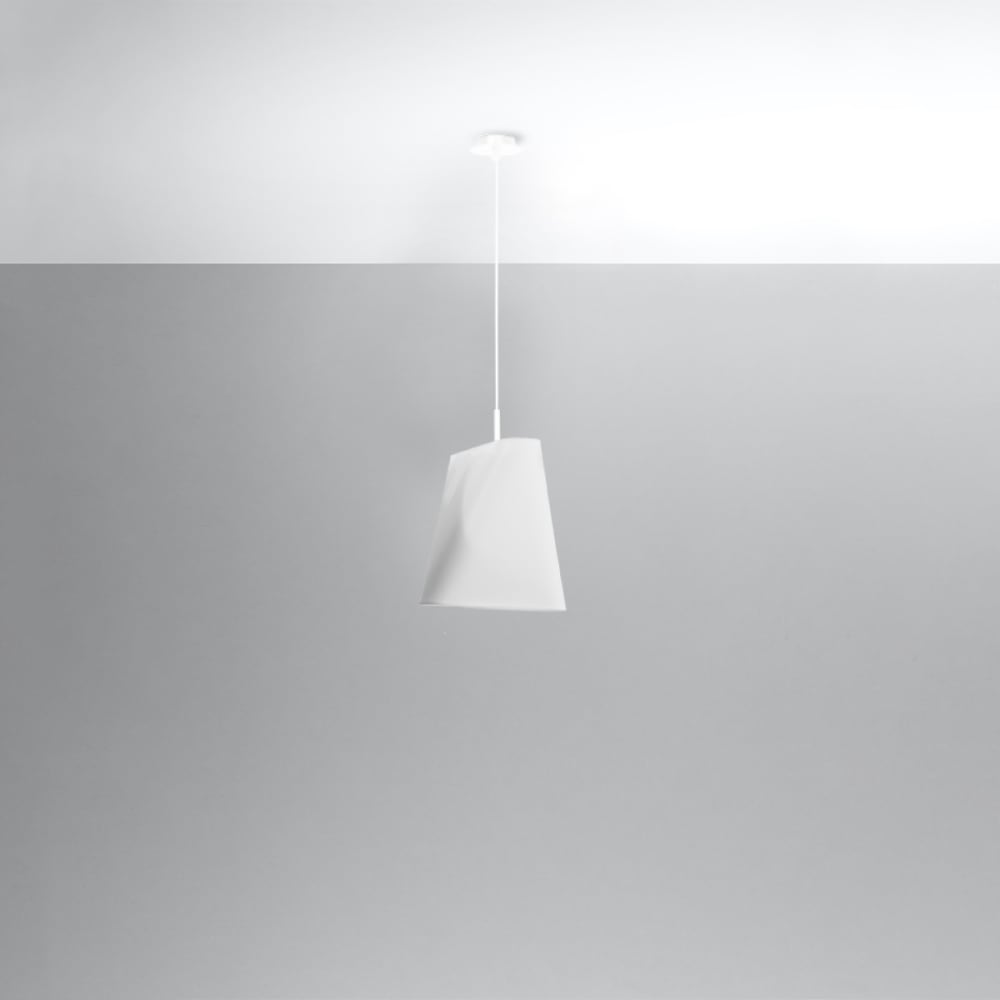 Hängelampe aus Stoff, Stahl, Höhe 128 cm, weiß - Maisons Du Monde