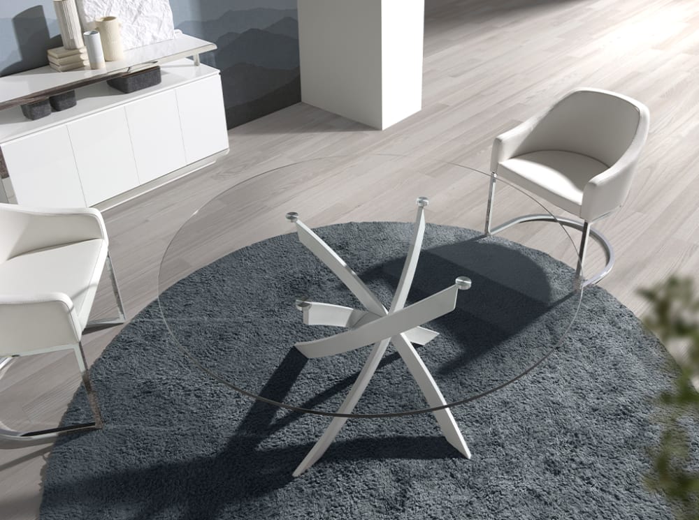 Mesa de comedor redonda, cristal | blanco - ø140x75 cm. - Maisons du Monde