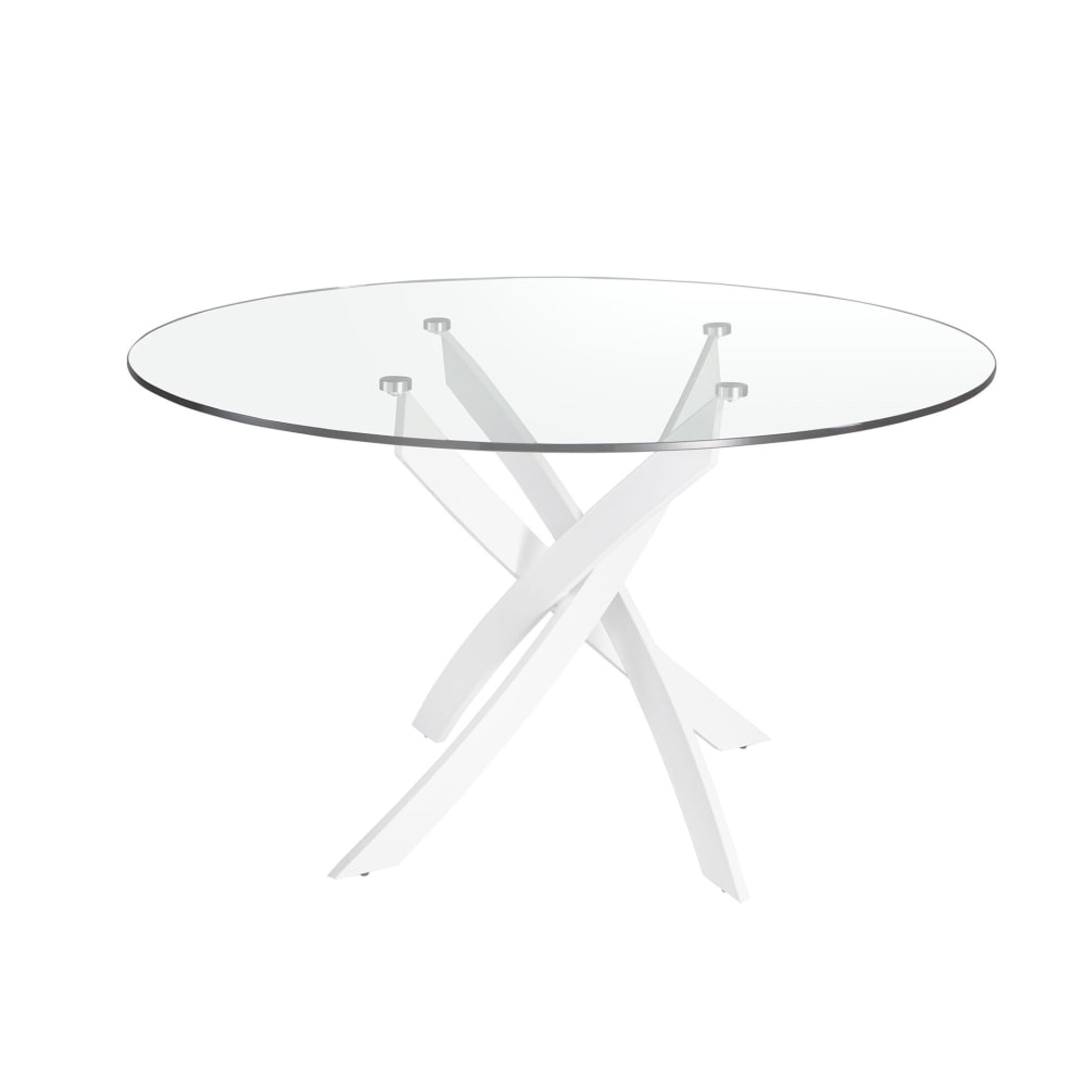 Runder Esstisch, Glas | Weiß - Ø140x75 cm. - Maisons Du Monde