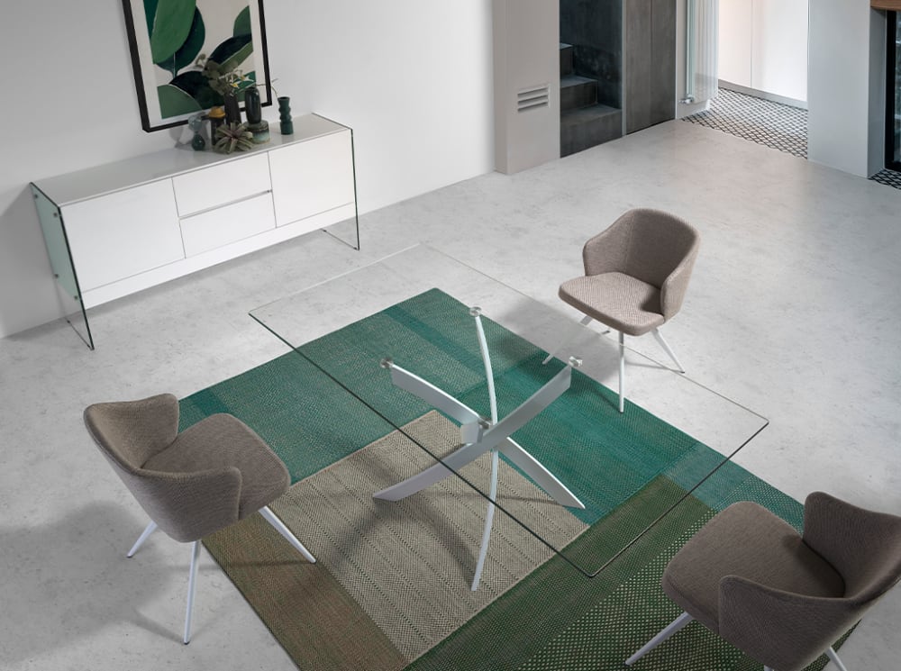 Table à manger rectangulaire ,verre | blanc - 140x95x75 cm - Maisons du Monde