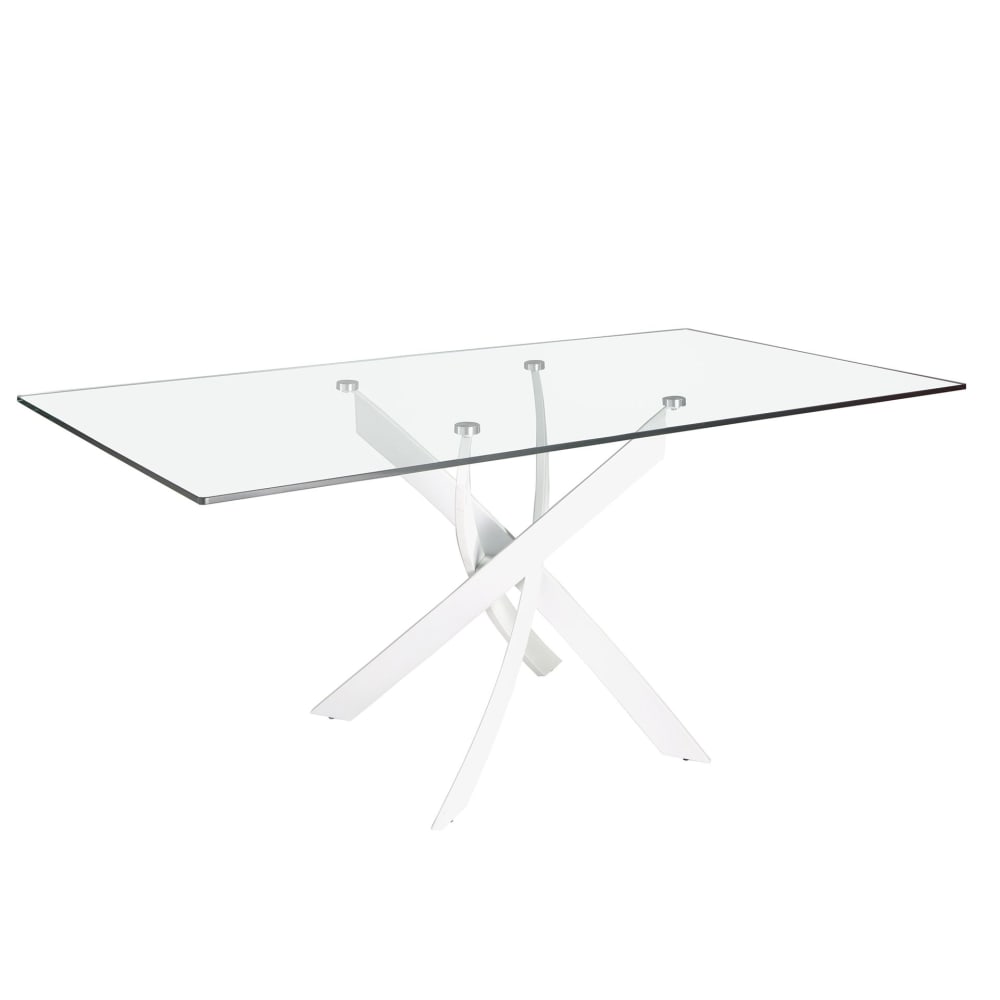 Angel Cerda Table de salle à manger rectangulaire , verre | blanc– 160x95x75 cm. style contemporain Blanc Verre - 95x75x160cm