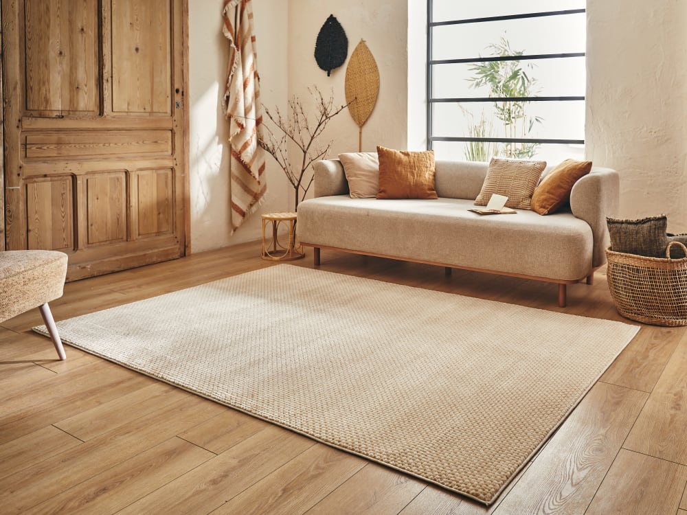 Tapis motif damier en relief - crème et beige - 120x160cm — vue 3