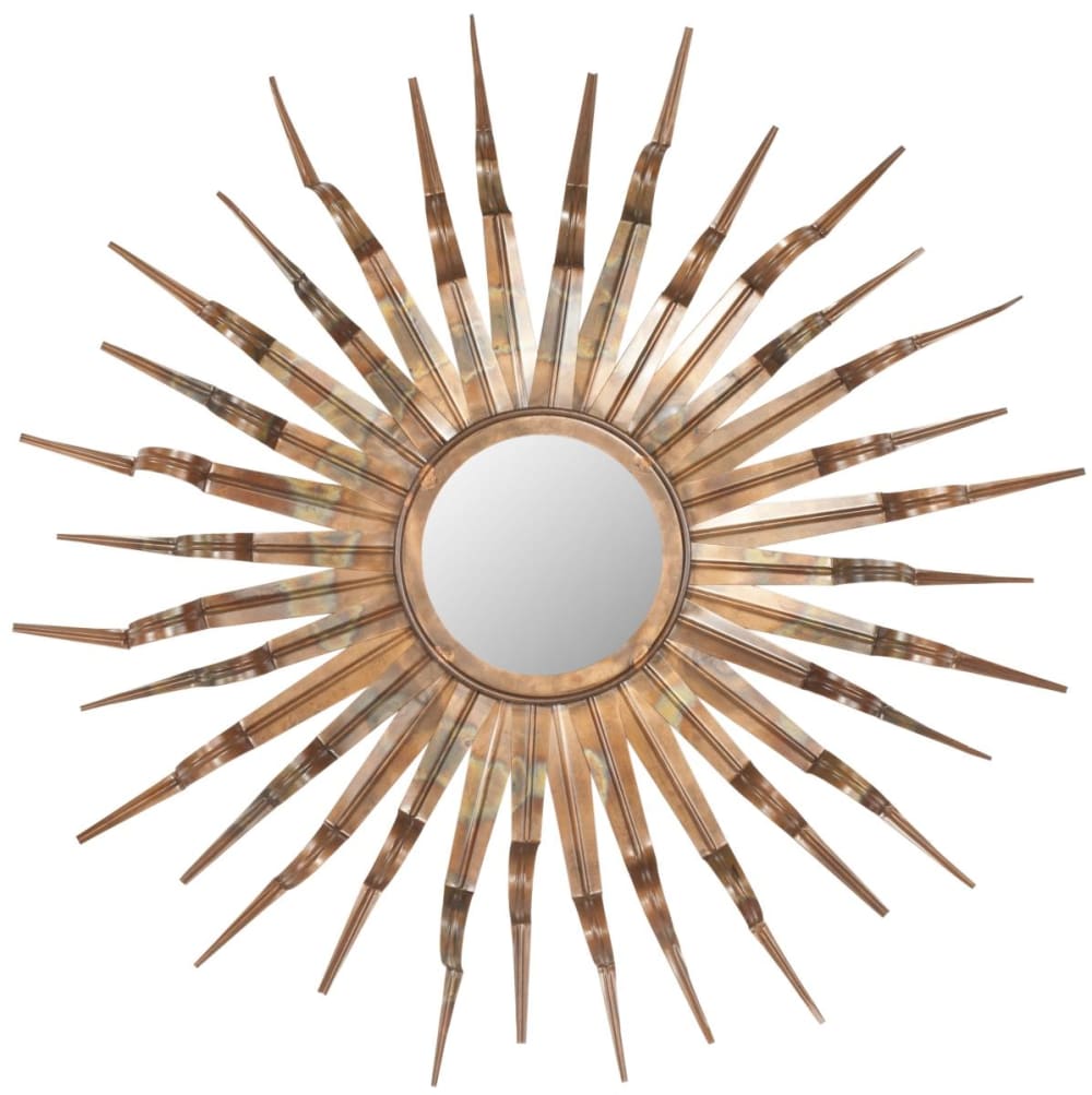 Miroir en fer/verre, brûlé cuivre