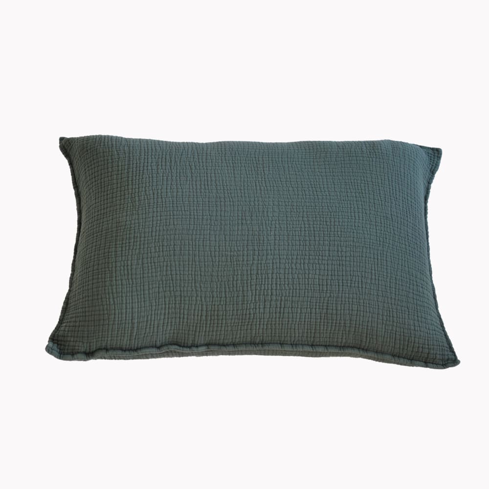 MAISON D'ÉTÉ Coussin en gaze de coton Marseille kaki 35X50 CM , vendu avec l'intérieur, déhoussable. Tissage 265 Gr/m²