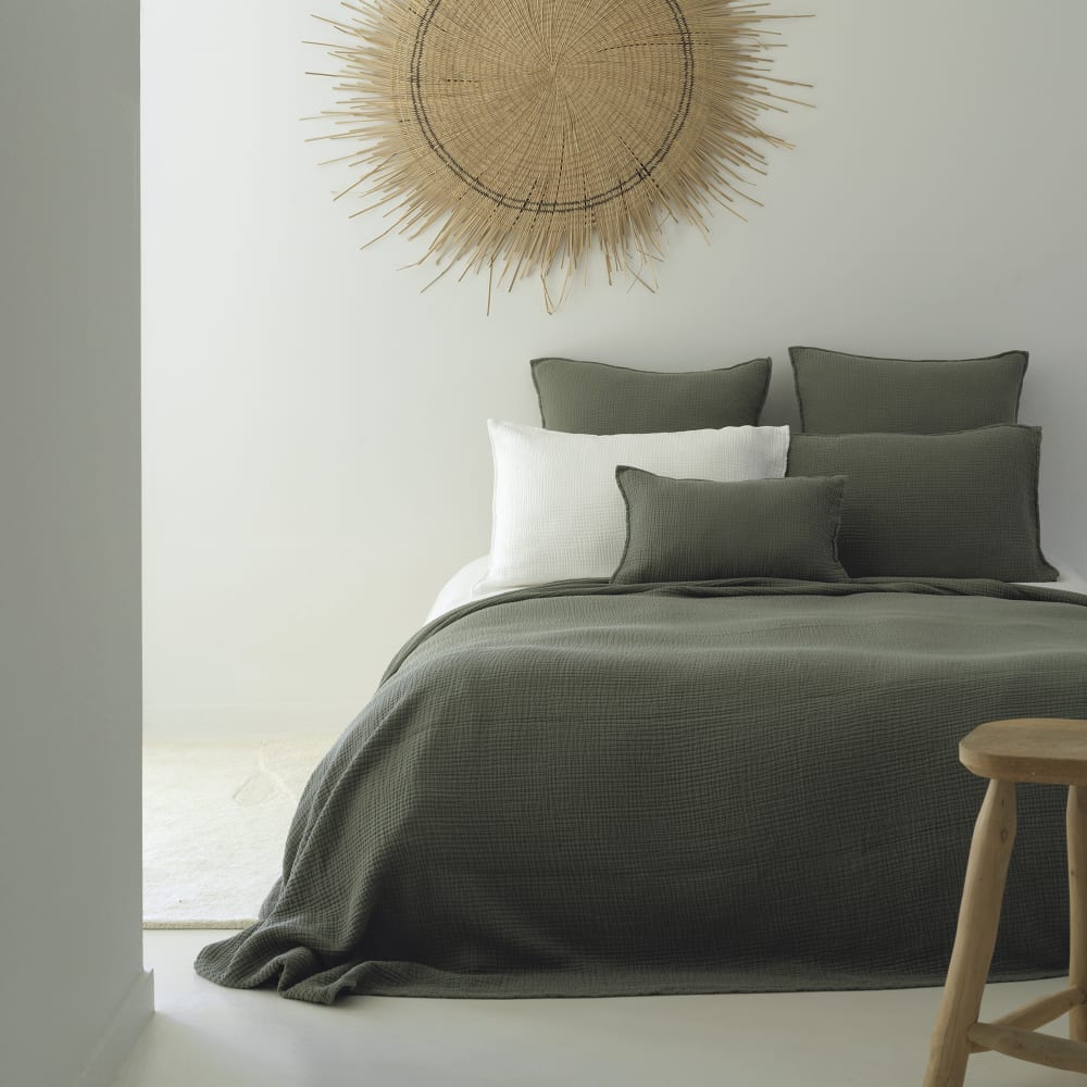 Coussin gaze de coton kaki 35X50 CM - Maisons du Monde