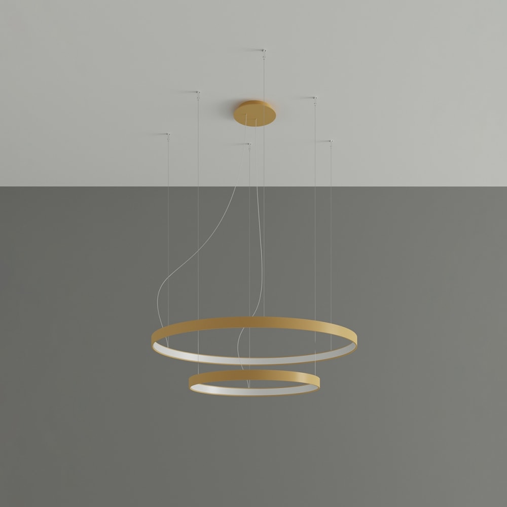 Hängelampe aus Aluminium, Höhe 150 cm, golden - Maisons Du Monde