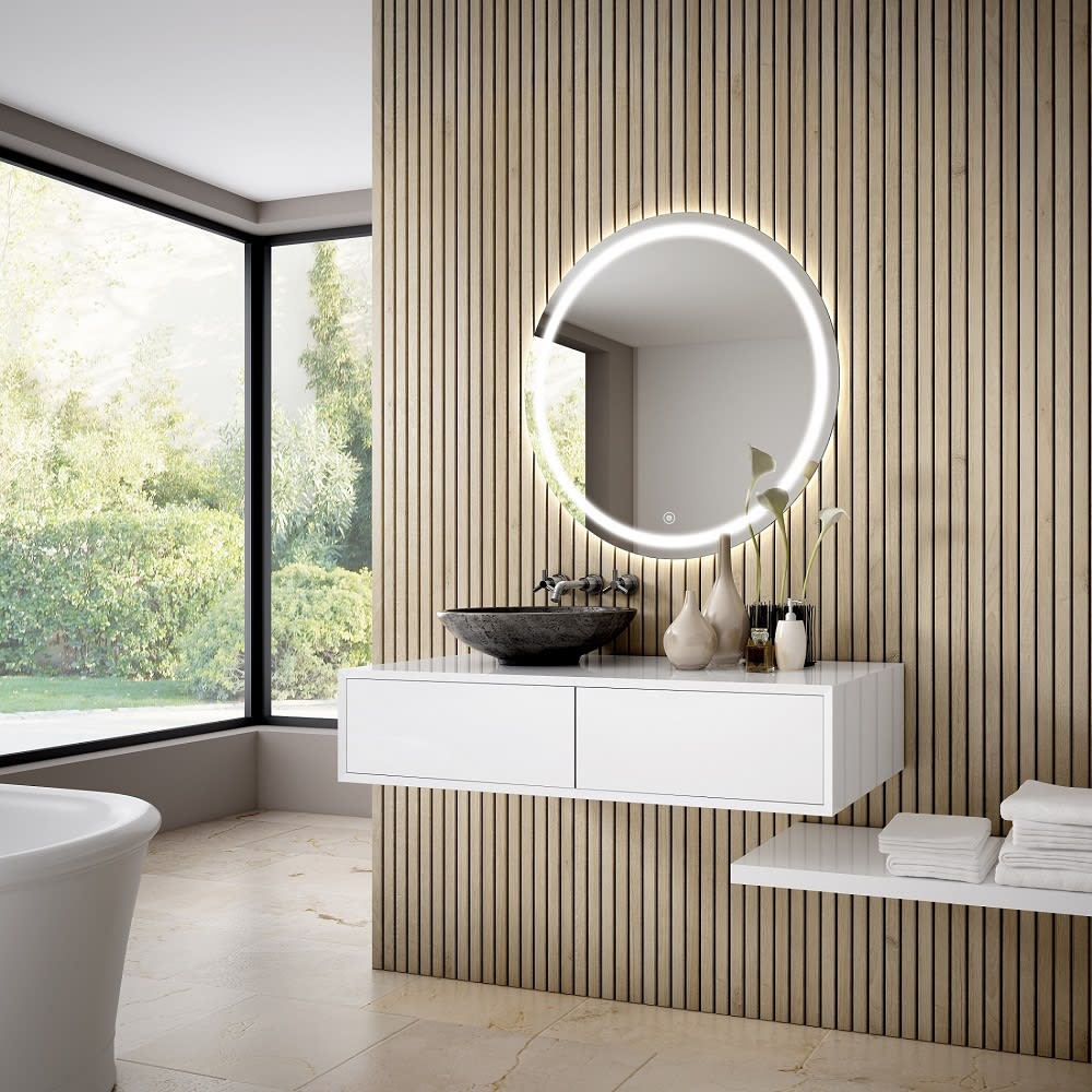 Espejo Redondo LED Frontal Touch 6500K IP44 Ø80 cm - Maisons du Monde