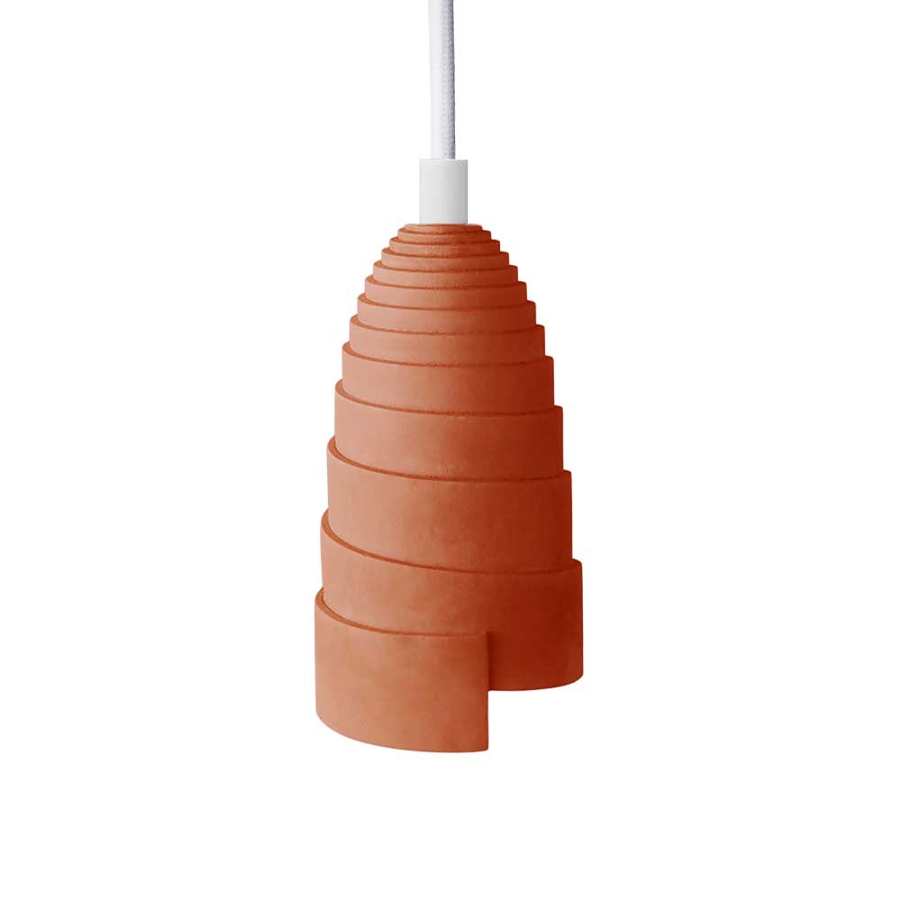 Lámpara de techo suspension en hormigón terracotta accesorios blancos