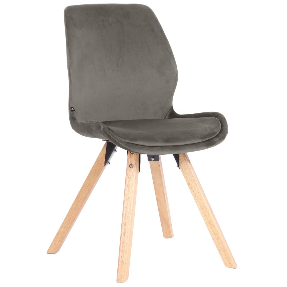 Chaise avec pieds en bois en samt gris