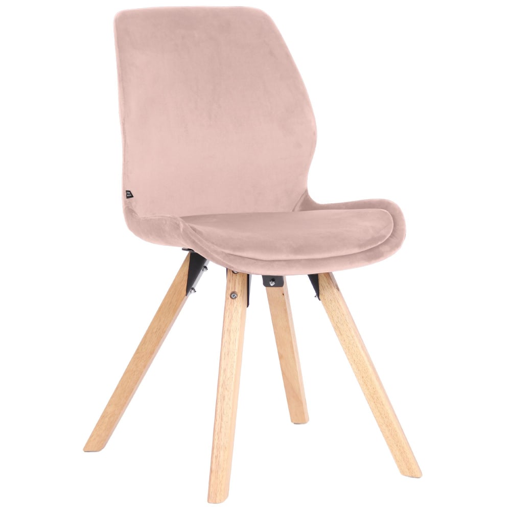Chaise avec pieds en bois en samt rose