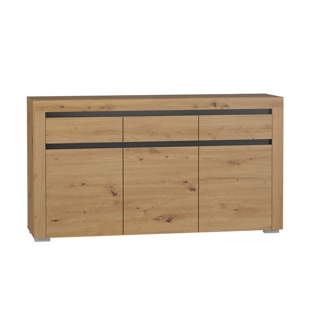 Petits meubles Sideboard 3 Türen 3 Schubladen inkl Laminierte Platten Holz Beige Spanplatte