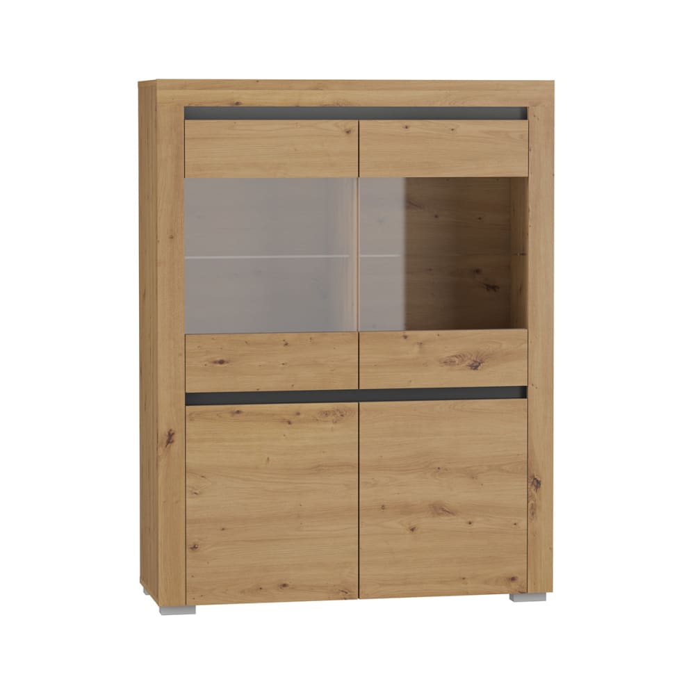 Vaisselier 4 portes led inclus panneaux stratifiés gris