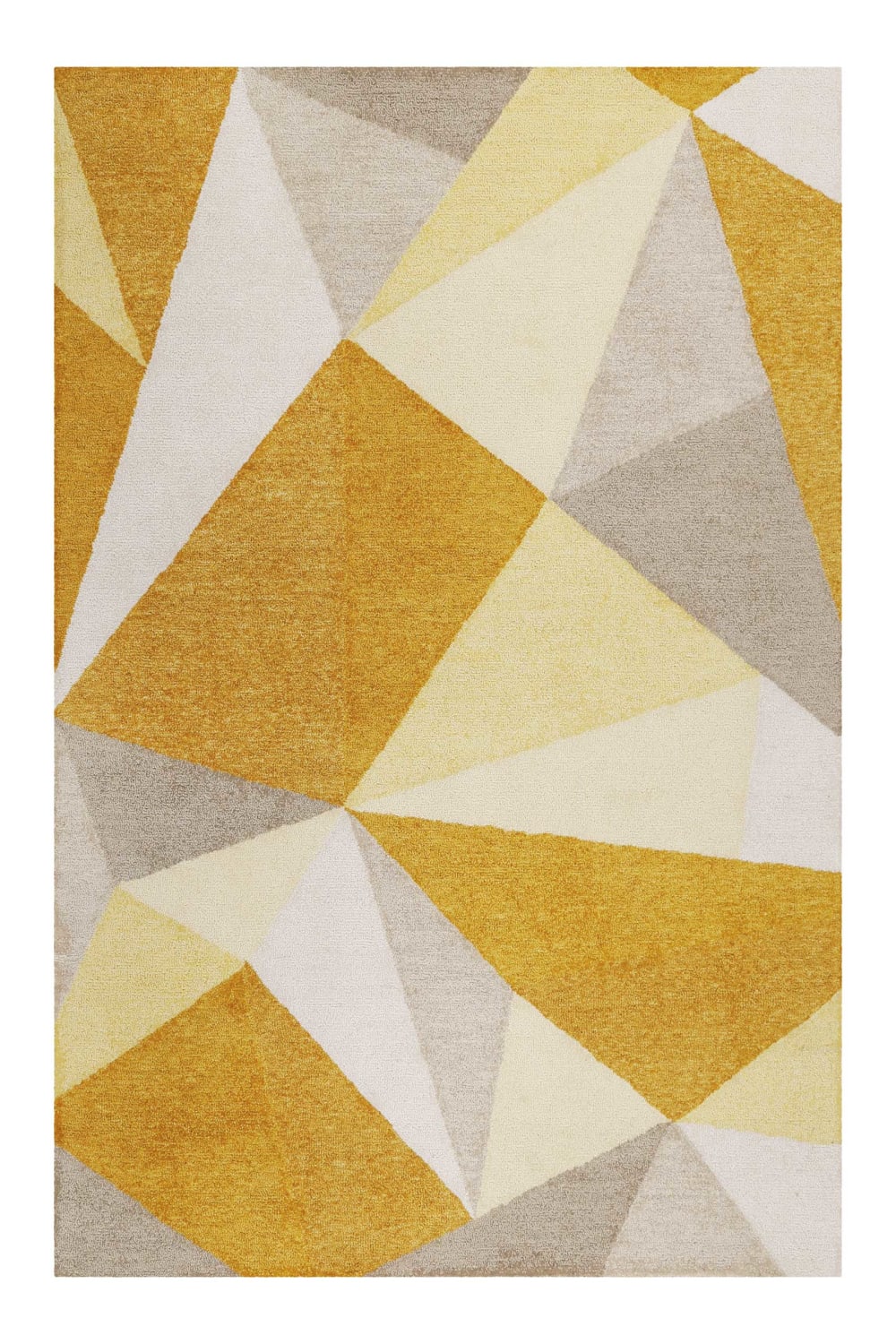 Tapis graphique à poil ras tons de jaune orangé et gris 70x140